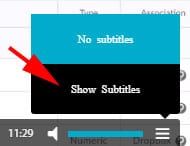 Example of the Show Subtitles option on Sharestream video