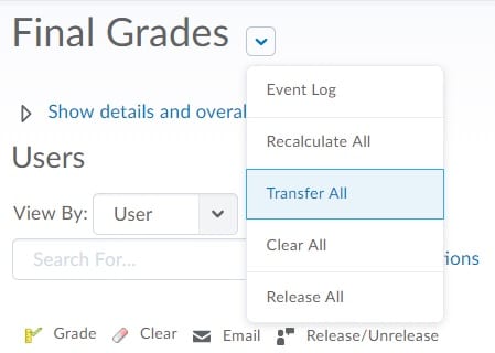 Final Adjusted Grades Options