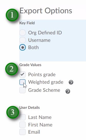 ;Go through the "Export Options" selecting the various settings you with to export.