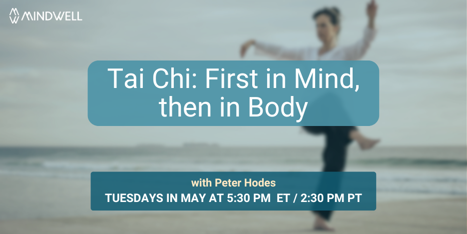 A woman on the beach performing Tai Chi.