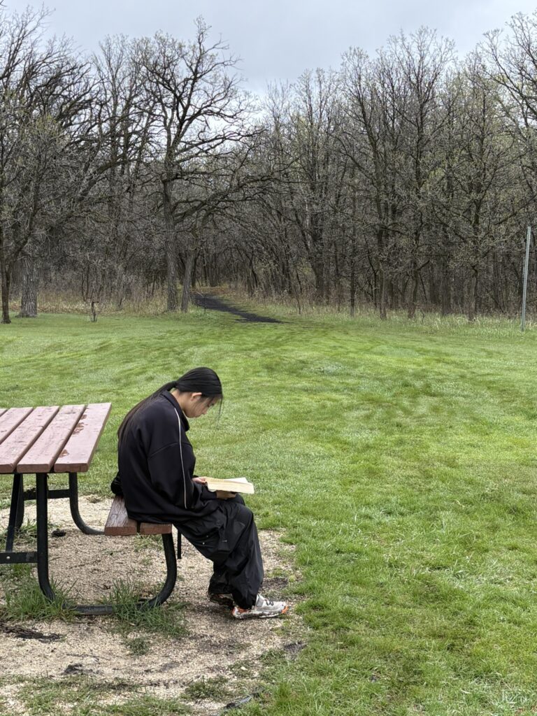 Person reading in the park