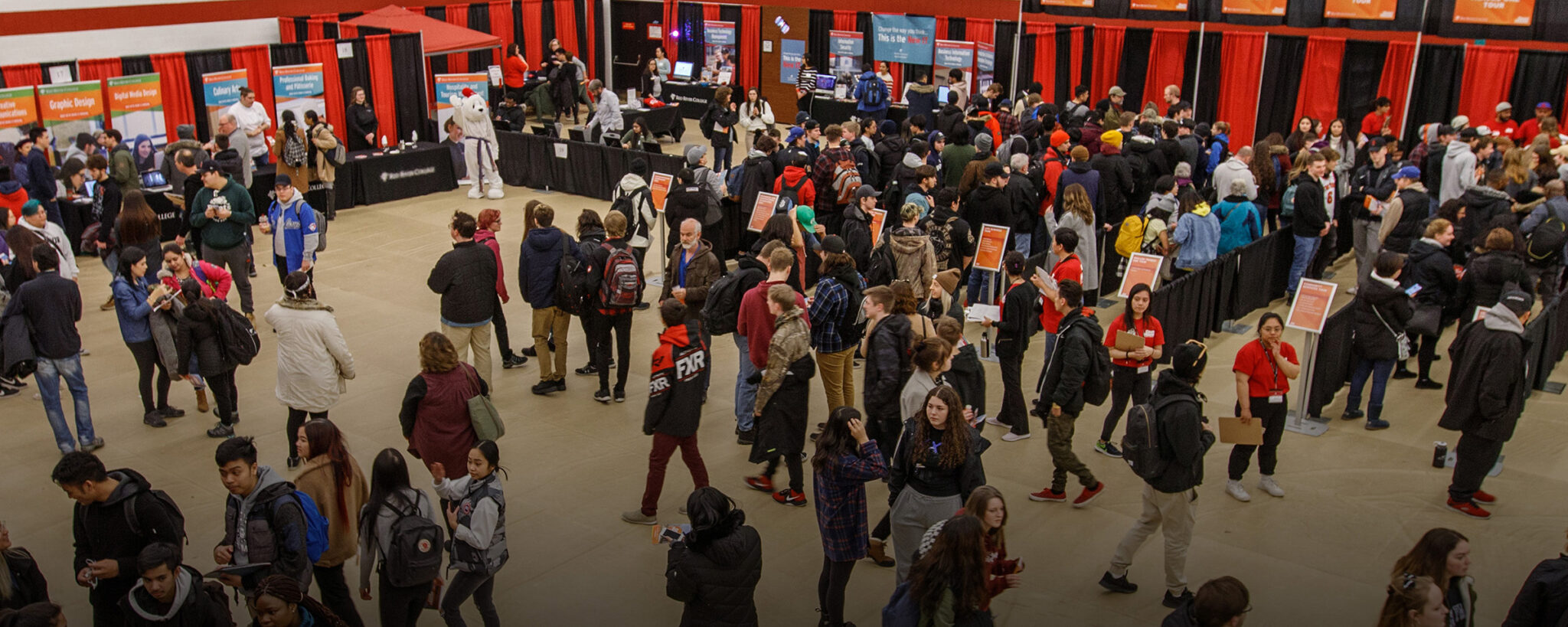 Wide shot of students at RRC Polytech open house event